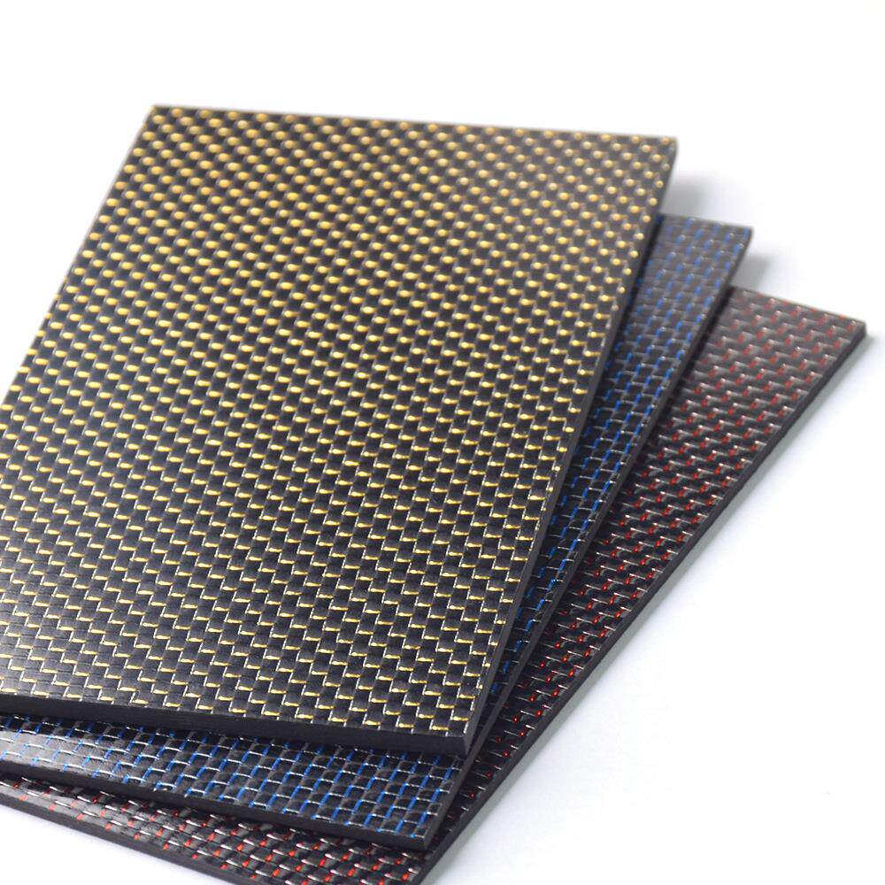 500x500mm 厚度0.25-6mm 高强度3K全碳平纹亮光哑光彩色碳纤维板