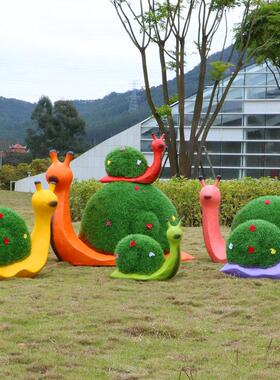 采购产品模拟绿色植物，大象，玻璃纤维动物雕塑，景点，草皮，蜗