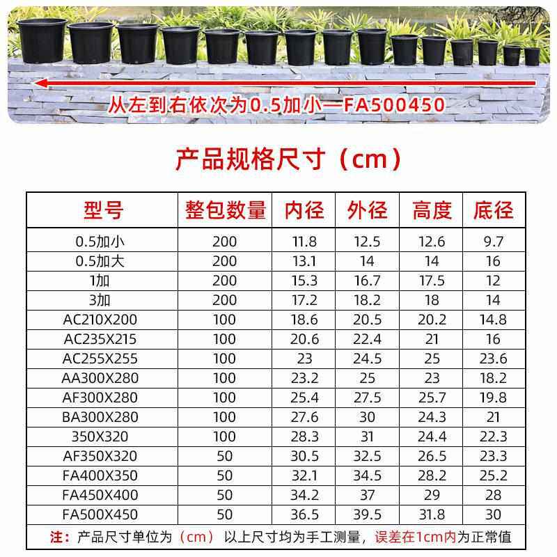 塑料花盆黑色桶基地种植多肉盆育苗盆加仑盆家用大AB型圆反边花盆,鲜花速递/花卉仿真/绿植园艺,花盆,淘宝优惠券,粉丝福利购,淘宝优惠卷