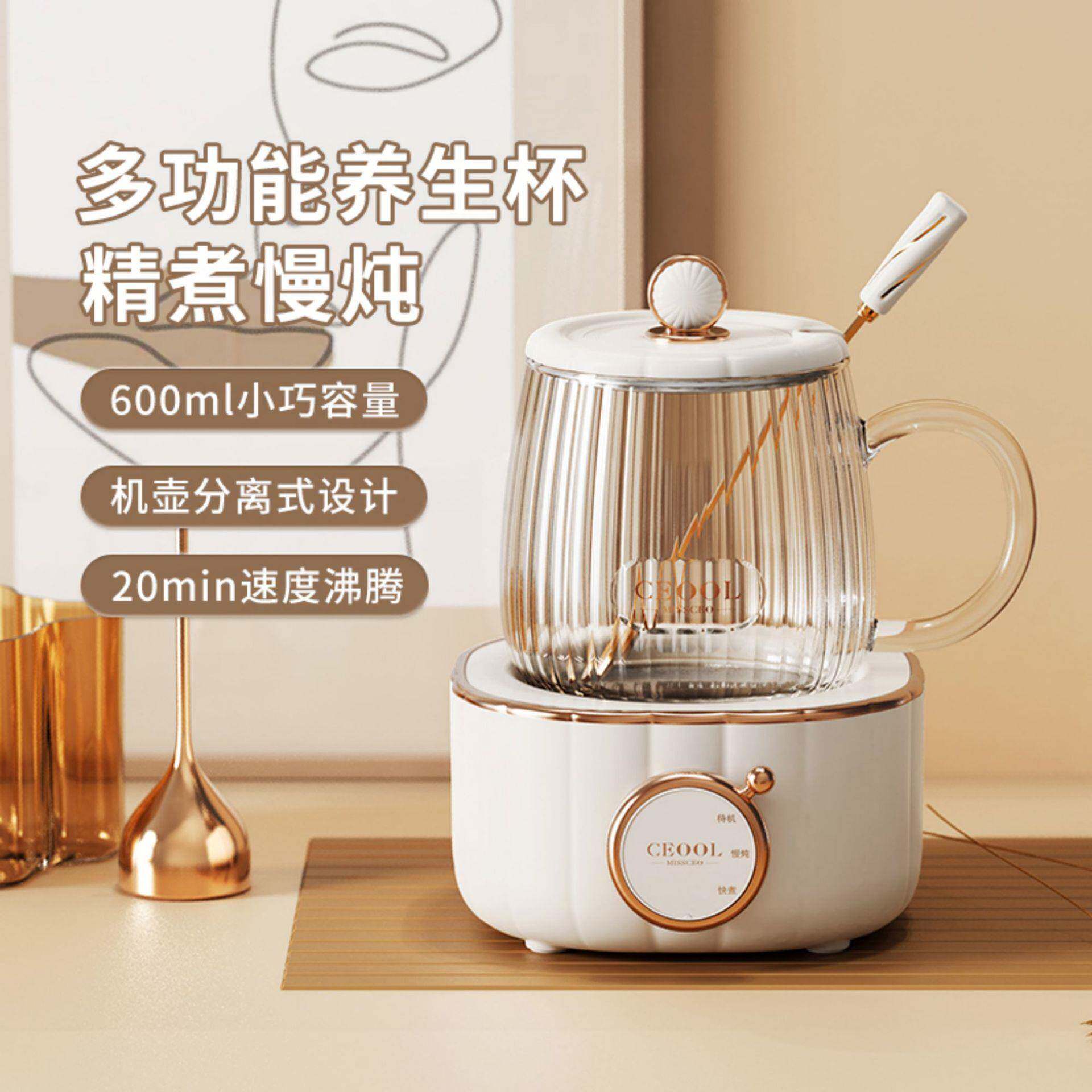 冬季多功能迷你养生电炖杯玻璃花茶电热杯预约定时牛奶养生电炖盅