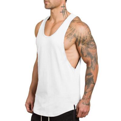 Men's deep digging, bodybuilding, fitness vest collar,