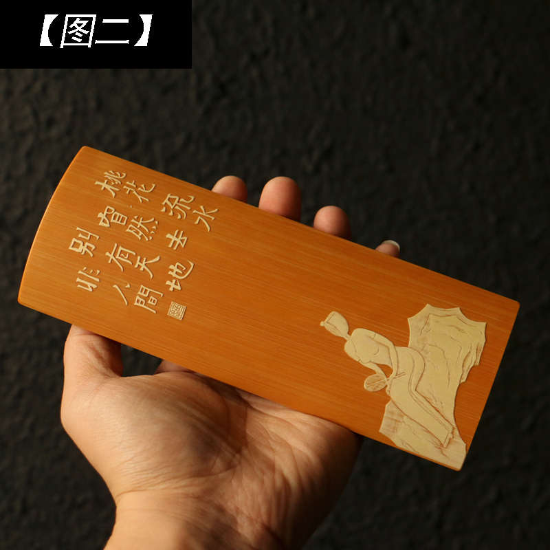 厂促精品东阳名家戚挺飞纯手工留青雕刻老玉竹茶则竹雕竹制小茶品