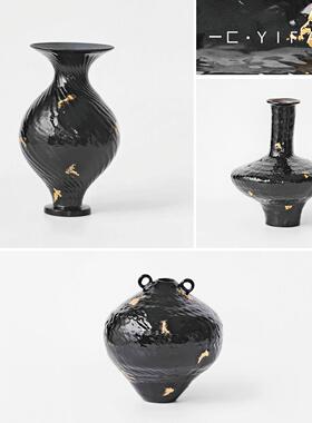 大丹 正品 《艺术》中古藏品/大师级金箔大漆 样板间会所花器摆件