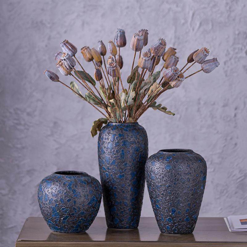 手工做旧泡泡釉花瓶粗陶陶瓷花盆陶罐坛子插花器复古客厅装饰摆件,家居饰品,花瓶,淘宝优惠券,粉丝福利购,淘宝优惠卷