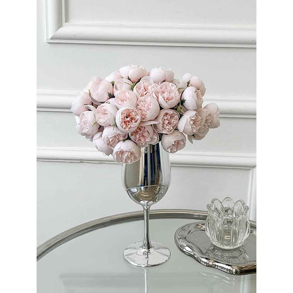 ins风玫瑰花仿真花瓶摆件客厅插花餐桌花束室内卧室塑料假花装饰