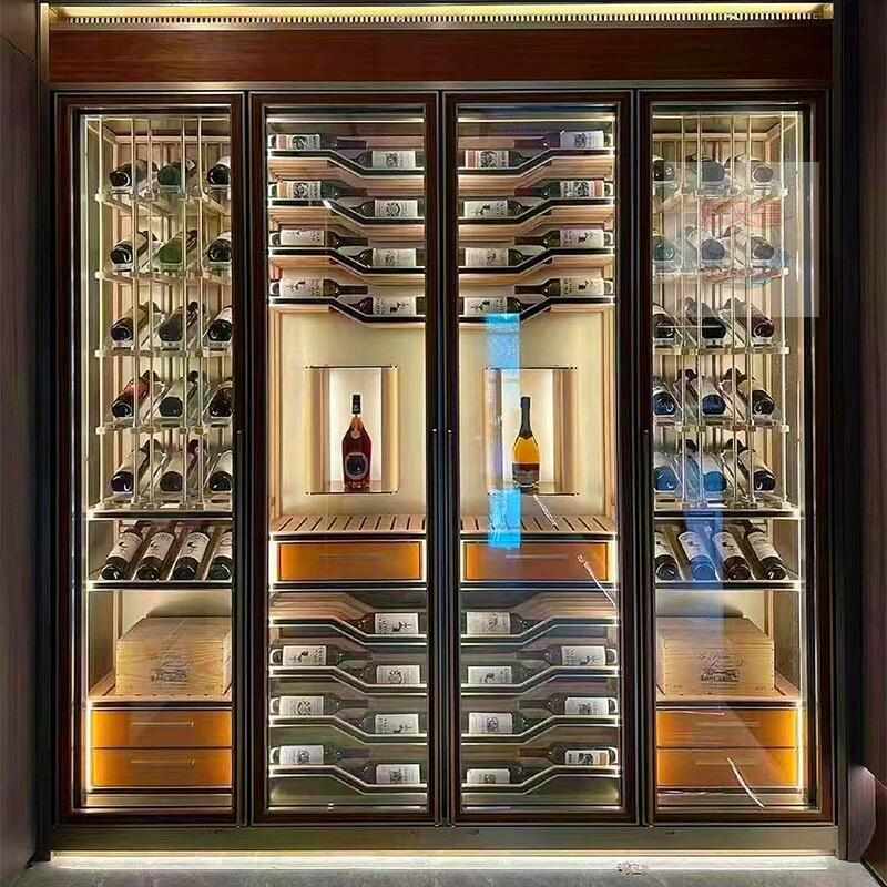 酒店不锈钢酒柜会所别墅地下室酒窖恒温红酒柜连锁酒庄酒柜定制