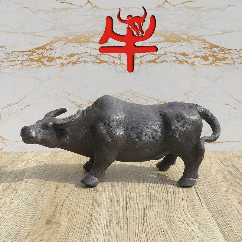 宜兴紫砂雕塑摆件工艺品茶宠风水牛家宅家用生肖属相生日祝福28cm