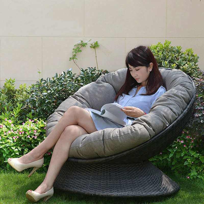 懒人沙发椅单人藤椅三件套 户外家具多功能旋转椅 阳台休闲小桌椅