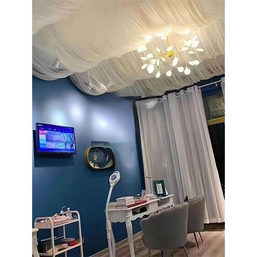 纱幔吊顶免吊顶交叉波浪纱幔天花板遮丑美容美甲酒店瑜伽装饰帷布,节庆用品/礼品,吊顶纱幔,淘宝优惠券,粉丝福利购,淘宝优惠卷