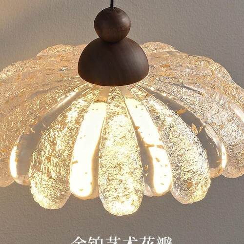 法式复古餐厅吊灯高级感中古风金箔艺术树脂餐桌灯2025新款吧台灯