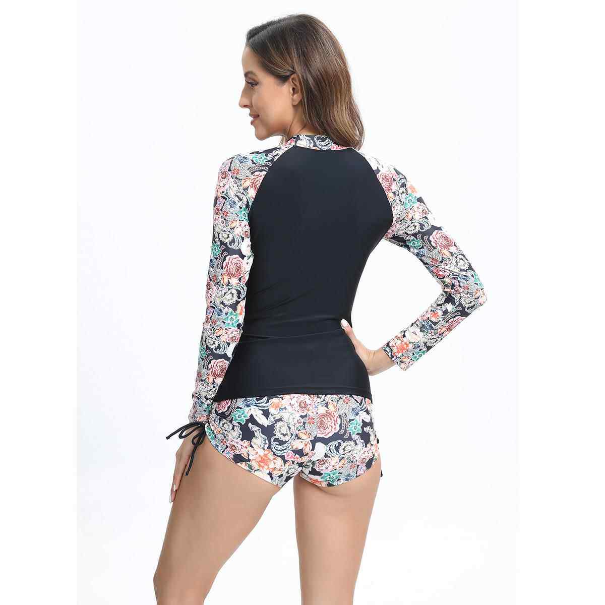 women swimsuit boxer protection sun sleeve long swimsuit