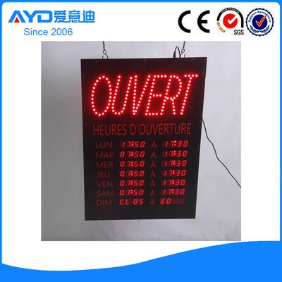跨境LED广告牌带营业时间门店标识牌LED OUVERT SIGN 40x60cm