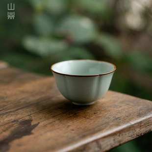 天青汝窑茶杯功夫茶具开片主人杯家用陶瓷泡茶喝茶杯个人品茗茶碗