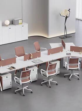 时创6人位职尚员办公桌设计师款3513/5人约现简代员工卡位桌椅组