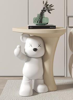 奶油风力熊边几客厅大落地摆暴件沙发旁型几置物VLO茶床头装饰品