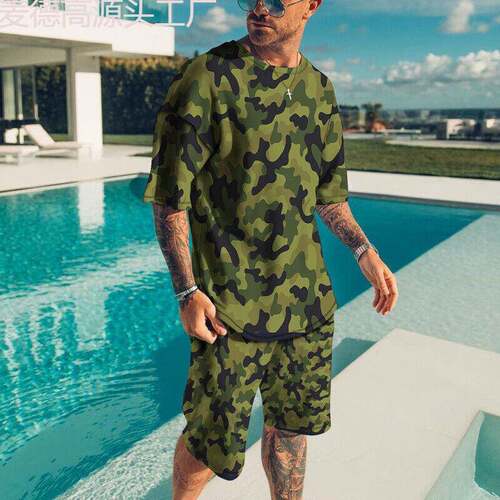 Style Summer Set World Pattern T-Shirt and Shorts Stylish