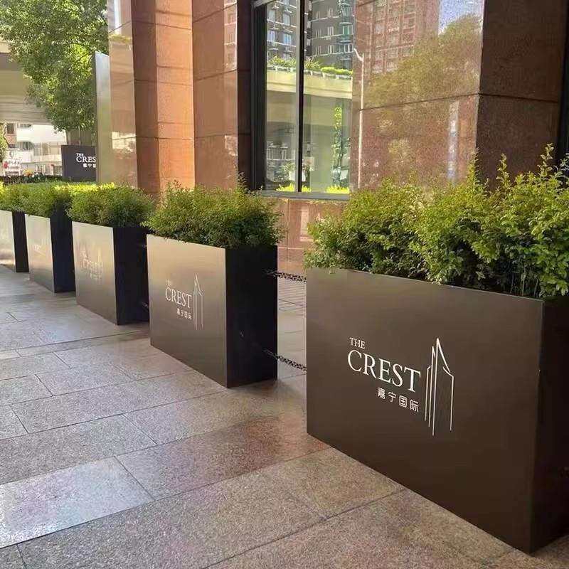 户外不锈钢坐凳花箱商场花池室外座椅组合花坛铁艺种植槽隔断花架