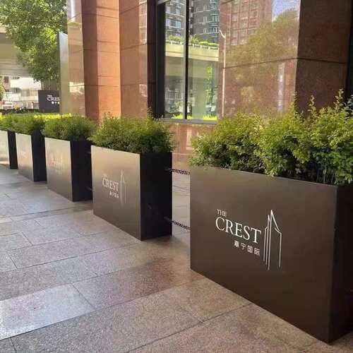 户外不锈钢坐凳花箱商场花池室外座椅组合花坛铁艺种植槽隔断花架