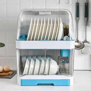 碗柜家用厨房置物柜多功能碗筷收纳柜双层碗筷沥水碗架餐具沥水架