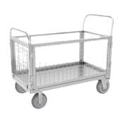 围栏手推车网格车搬运车拣货车带护栏平板车推货车拉货摆摊小推车