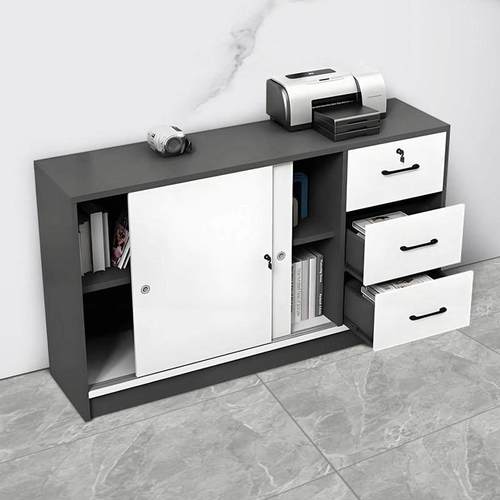 办公室文件柜木质抽屉柜资料柜办公桌边柜矮柜打印机柜推拉门移门