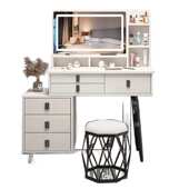 轻奢新款 梳妆台卧室现代简约小型少女化妆台床头柜书桌一体化妆kk