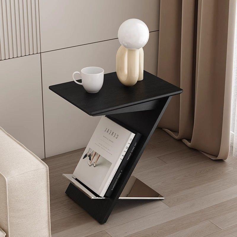 现简约实木小茶几沙发家客厅黑色代边几黑色形方个1性极用简网红