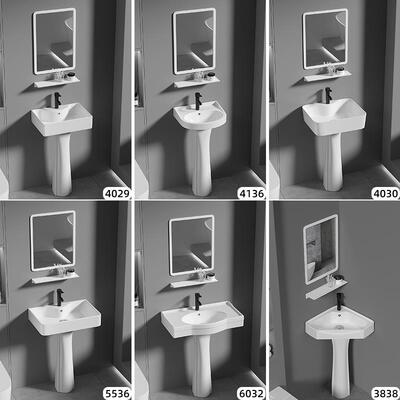 立柱盆洗脸盆小户型卫生间三角立柱式一体陶瓷迷你落地洗手盆阳台