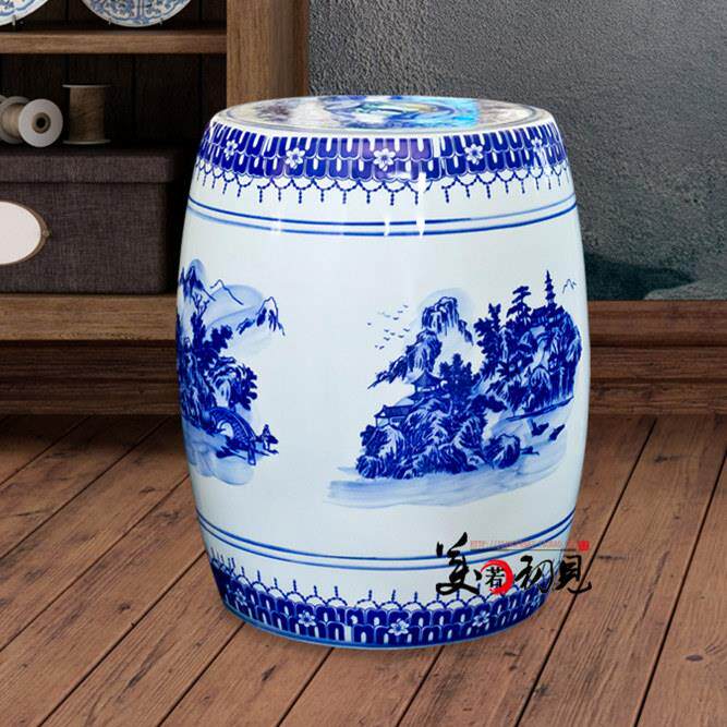景德镇彷古青花陶瓷凳子鼓凳瓷墩浴凳换鞋凳化妆椅凉凳庭院装饰凳