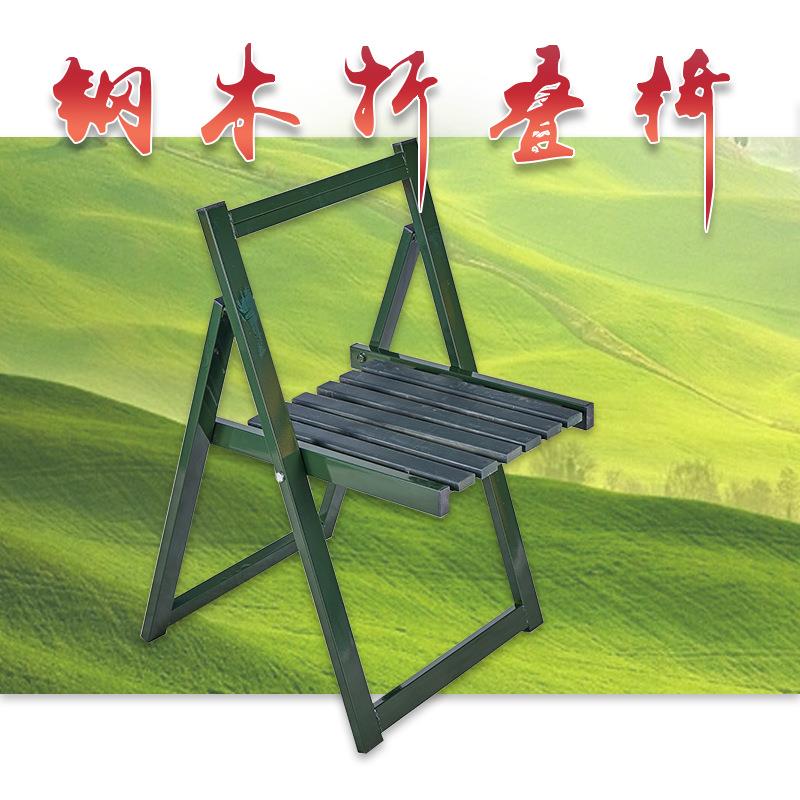 绿色野战作业桌椅户外训练钢木折叠椅作业椅会议折叠椅
