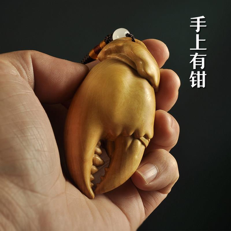 小叶黄杨实木雕刻天然招财手把件男士随身盘玩工艺送礼品手上有钱
