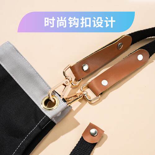 新款直销定制LOGO印字韩版时尚工作围裙制作男女画画奶茶店咖啡师
