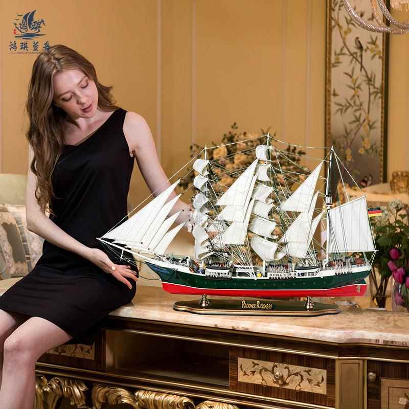 精品402瑞克·瑞克斯1米帆木质船模型莫摆件地中海风格装饰莫品