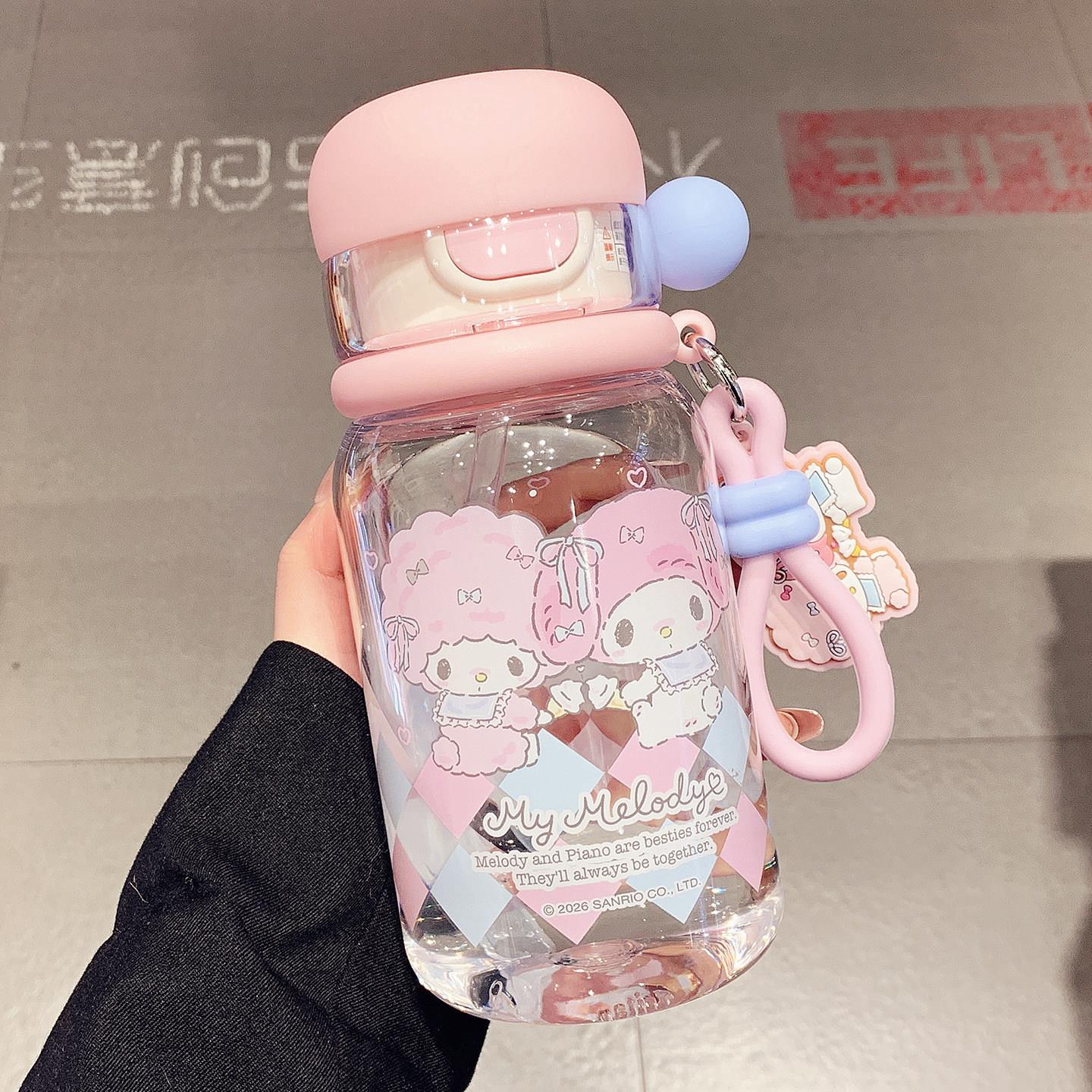夏天水杯女生高颜值可爱带喝水盖杯子儿童上学便携美乐蒂吸管杯