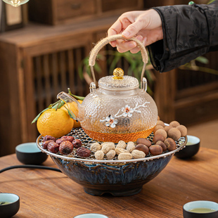 家用一套室内烤茶电陶炉罐罐茶煮茶器煮茶炉玻璃茶壶 围炉煮茶套装