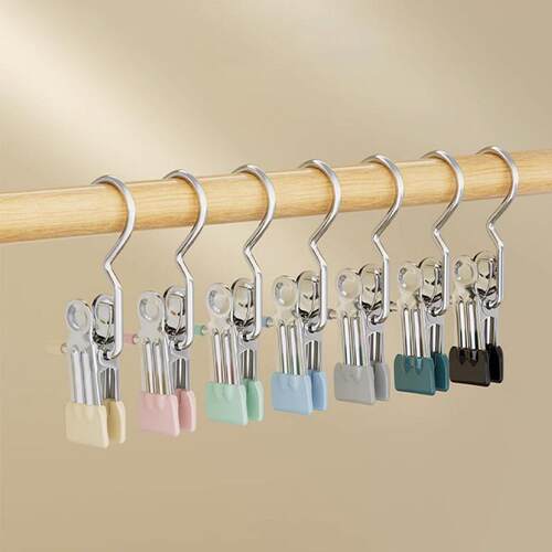 Multi-functional stainless steel clip with a single hook, de