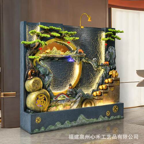 假山石鱼缸招财流水摆件阳台庭院落地办公室循环水隔断水幕墙屏风