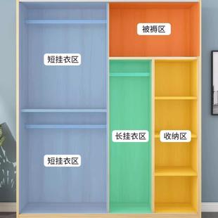 衣柜推储门拉简约现代家用家REG简易衣橱实木板式 柜子物柜出具租