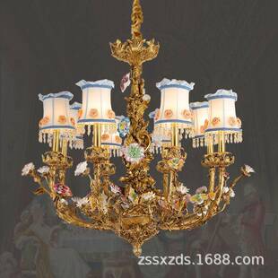 别墅大气奢华复式 灯具欧式 楼客厅餐厅灯饰 吊灯轻奢田园风格 法式