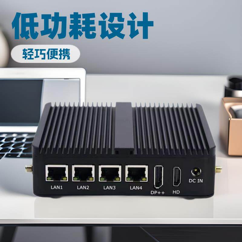 热销12代四网口微型工业N100 J6412低功耗软路由迷你工控电脑主机