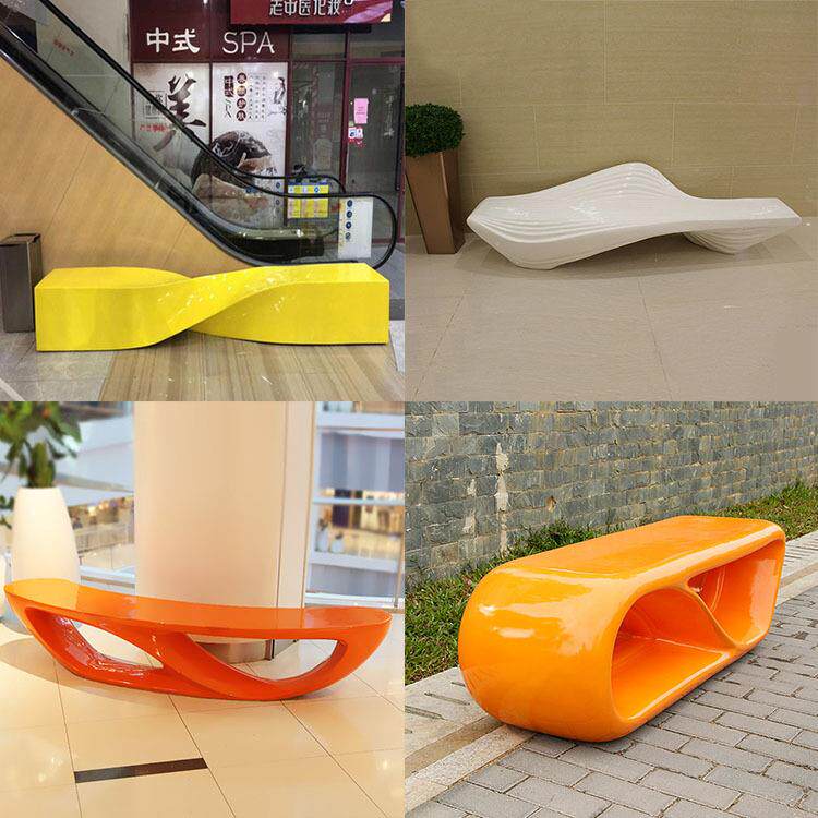 商创意园休闲座椅美陈户外YS-54445公场字母糖果休息麻花凳玻璃钢