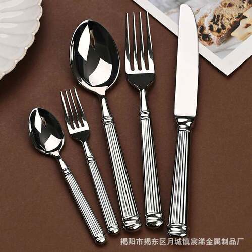 罗马柱304不锈钢西餐具 锻打工艺高档餐厅牛排刀叉酒店甜品勺套装