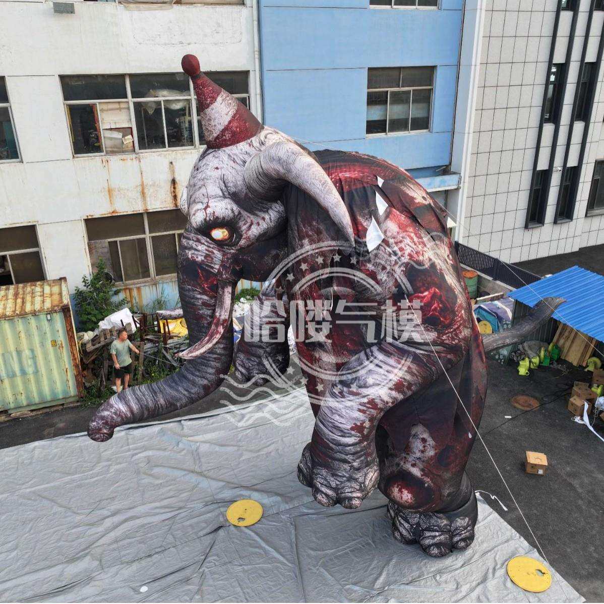 哈喽充气丧尸象荧光气模 美陈装饰万圣节日布景 工厂仿真动物气模