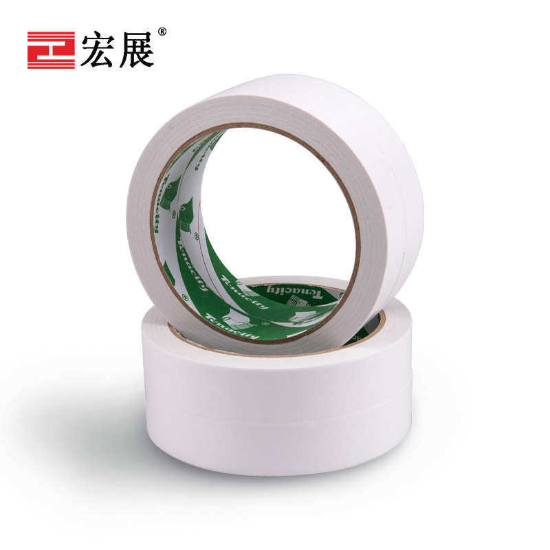 厂家批发双面胶带 白色热熔强力高粘易撕棉纸办公双面胶带 可寄样
