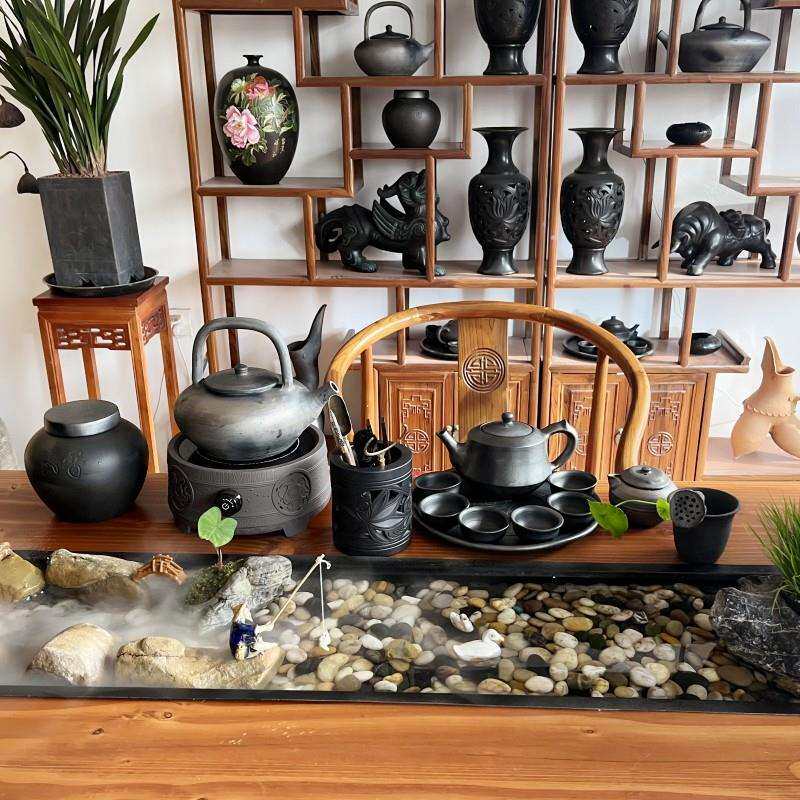 古法柴烧黑陶壶瓦壶壶粗陶壶烧水壶茶具茶壶茶杯茶罐围炉煮茶