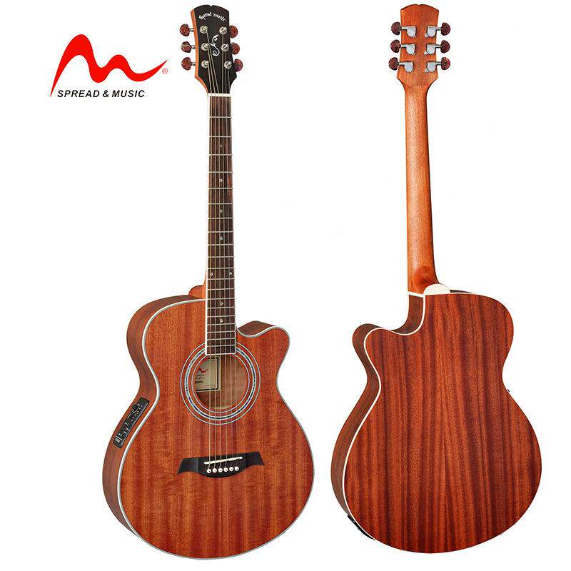 初学者40寸缺角民谣电箱吉他全沙比利哑光木吉他