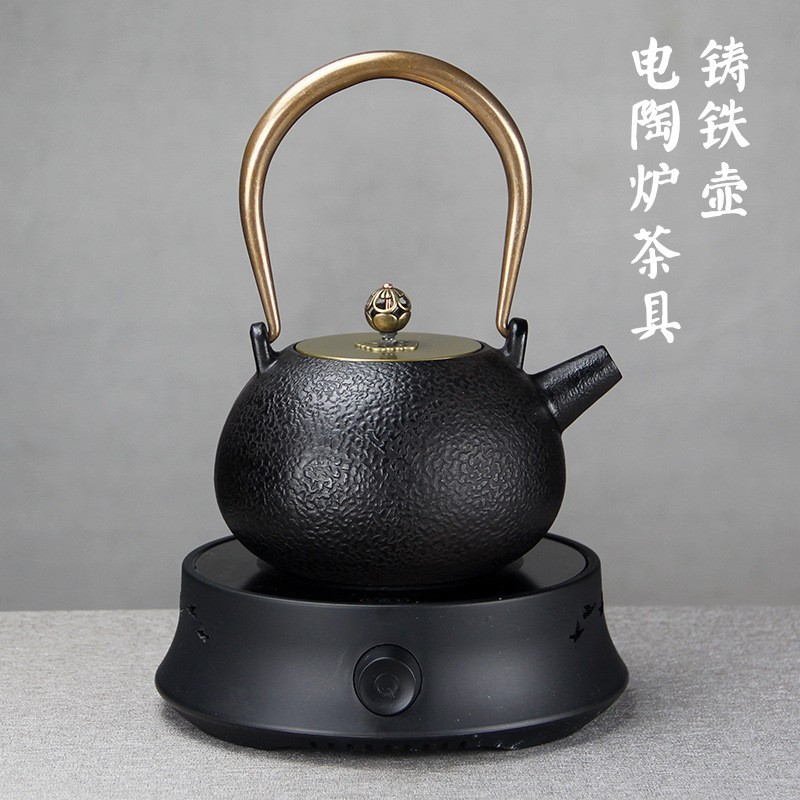 经典简约素雅铁艺茶壶铸铁壶电陶炉煮茶器家用烧水养生茶具套装