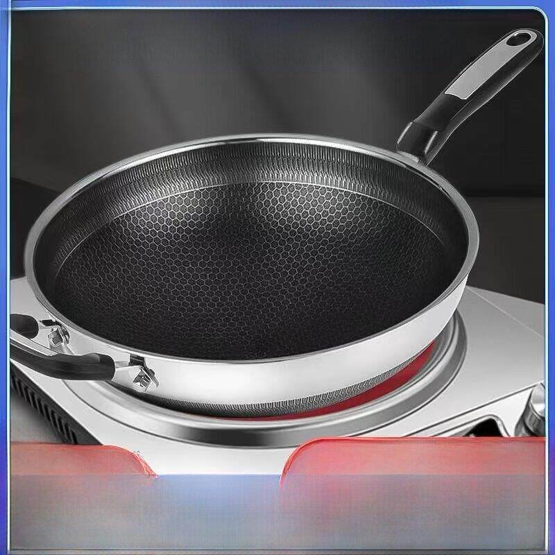 不粘锅圆底锅凹形电磁炉专用锅316不锈钢家用烹饪锅燃气灶通用