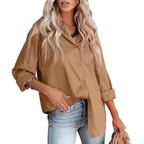 Shirt collar open button long sleeved shirt women's