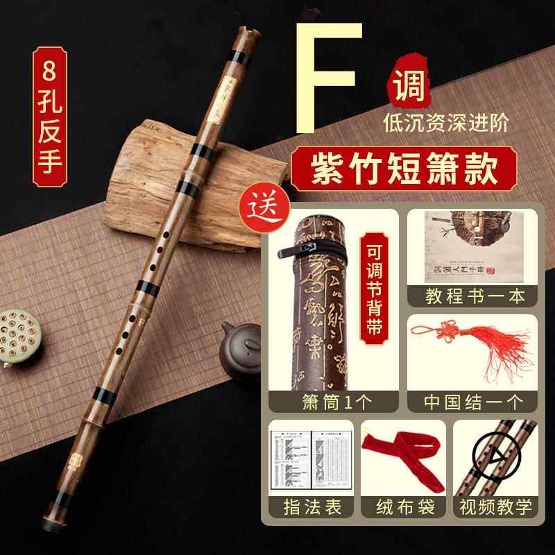 高档箫乐演器初学入门专业笛子竹精制紫短萧笛八奏孔GF调六古风玉